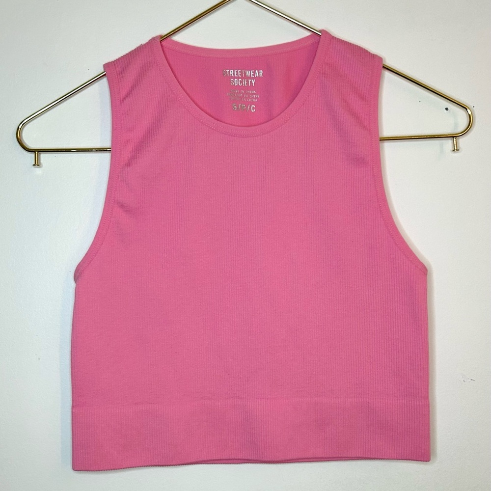 Pink high neck crop top